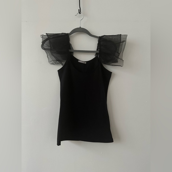 Zara Black Tank Top Mesh sleeve details - Picture 6 of 7
